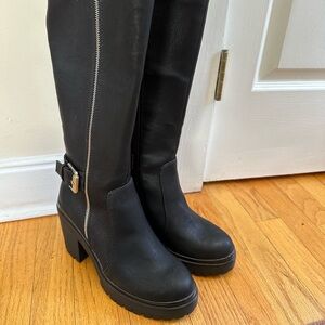 Mix No. 6 Miln Black Boots Biker Moto Tall Boots vegan Womens 7.5 M /36 NEW